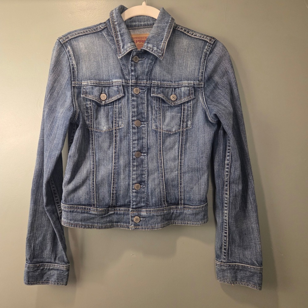 Express Women's Button Up Jean Jacket Acid Wash Size S Medium Wash Denim